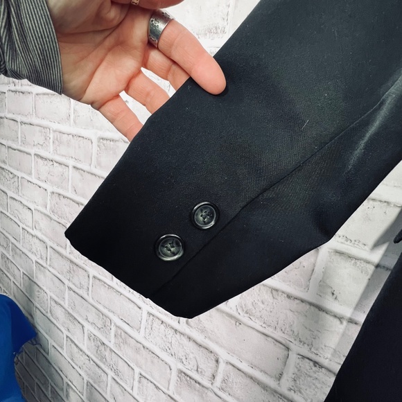 |•JACQUELINE FERRAR•| Long Black Blazer Suit Jacket Coat Size Small - Picture 8 of 11
